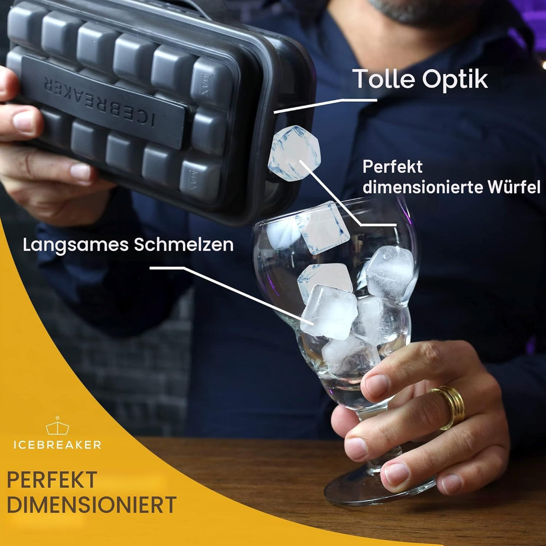 ICEBREAKER POP 2.0 Eiswürfelform mit deckel - Eis herstellen und servieren, ohne das Eis zu berühren