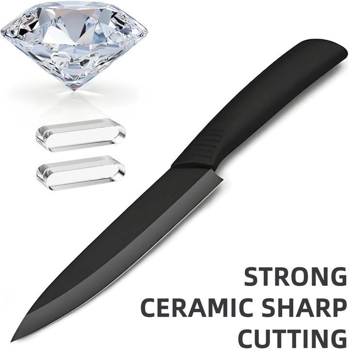 Keramikmesser Set, Ergonomischer Griff, Keramikmesser Set mit Schutzhülle (3 Teilig Keramik Messer u