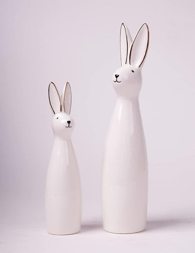 SEINHIJO 2pcs Modern Skulptur Dekor Hase Statue Wohnzimmer Kunst Keramik Arts Geschenk 29cm