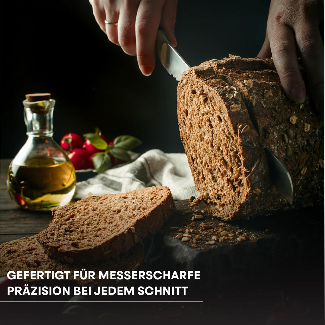 MasterChef Brotmesser, Kochmesser Profi Messer aus Kohlenstoffreichem Edelstahl, Dreifach Vernietete