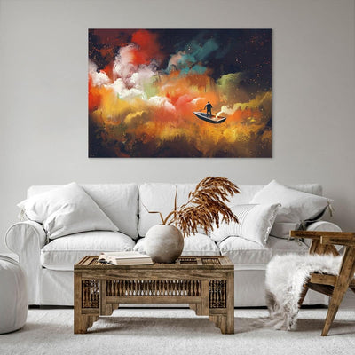 Bilder auf Leinwand 100x70cm Leinwandbild mit Rahmen Abstraktion Boot Gross Wanddeko Bild Schlafzimm