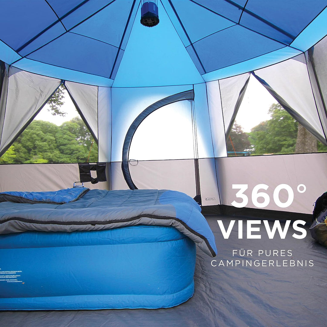 Coleman Octagon mit grossen Fenstern, mit 360° Rundumblick, stabile Stahlstangenkonstruktion, Vollst