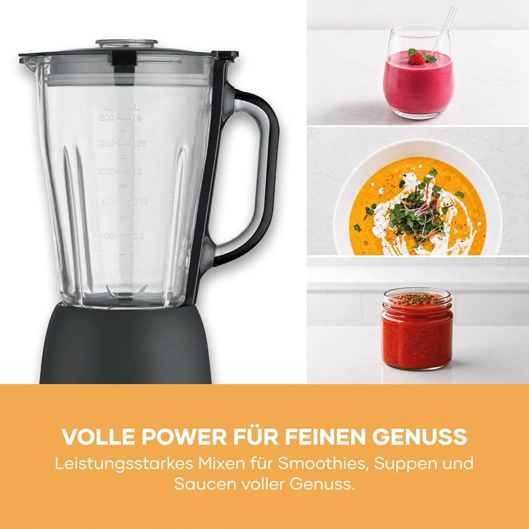 Severin Standmixer, Smoothie Maker, Blender elektrisch, 1,5L, 2 Stufen, Impulsfunktion, spülmaschine