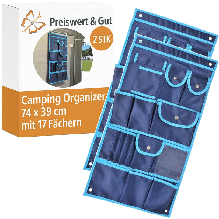 Preiswert&Gut Camping Organizer Hängeaufbewahrung 74x39 cm mit 17 Fächern 2 Stück für Wohnwagen Wohn