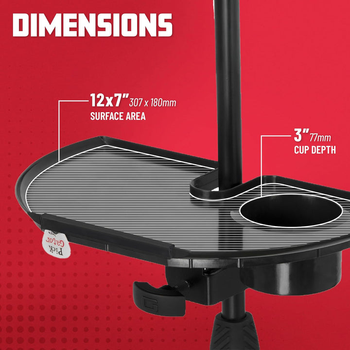 Gator Frameworks Zubehör-Ablage für Mikrofonstativ mit Getränkehalter und Plektrumhalter, 30,5 cm x