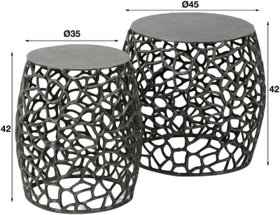 RINGO-Living stylisches Couchtisch 2er Set Manula in Silber-matt aus Nickel& Aluminium, Wohnzimmerti