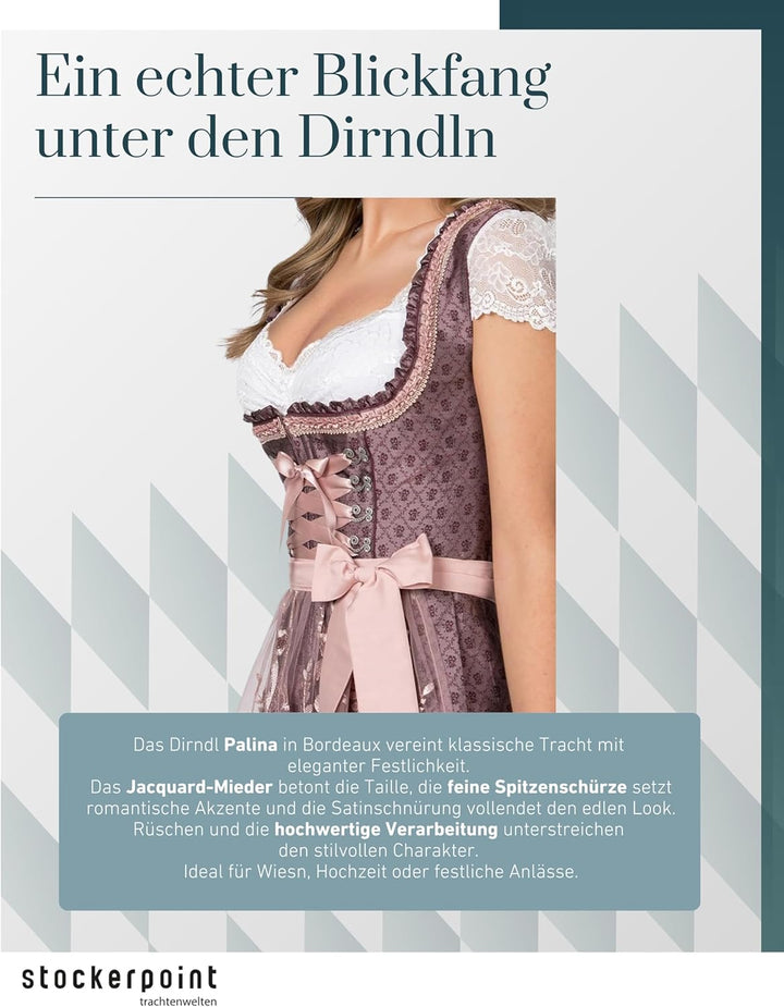 Stockerpoint Damen Dirndl Palina Kleid für besondere Anlässe 36 Bordeaux, 36 Bordeaux
