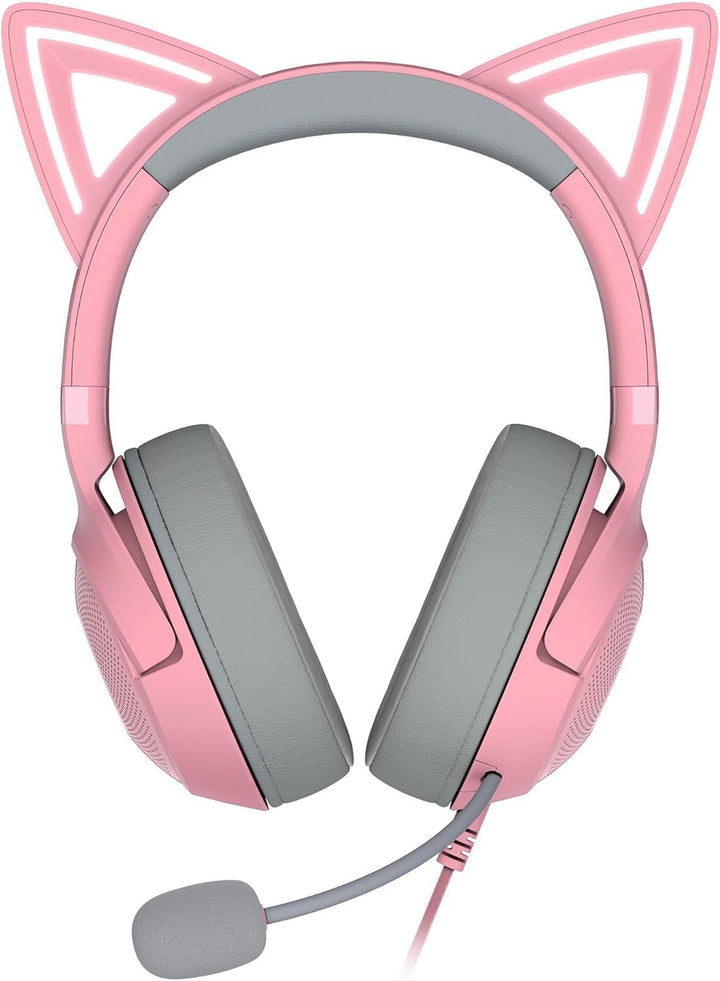 Razer Kraken V2 Kitty USB-kabelgebundenes RGB-Headset: Chroma Ears – Stream reaktive Beleuchtung – H