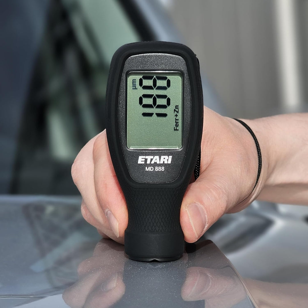 ETARI® MD 888 Lackschichtenmessgerät Modell 2024 mit Sensor aus verschleissfestem Rubin, erkennt ver