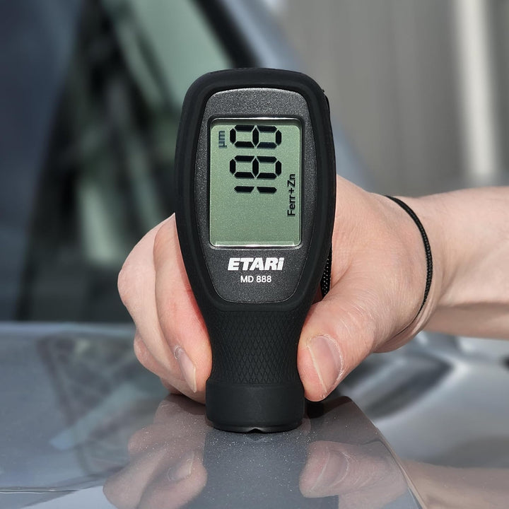 ETARI® MD 888 Lackschichtenmessgerät Modell 2024 mit Sensor aus verschleissfestem Rubin, erkennt ver