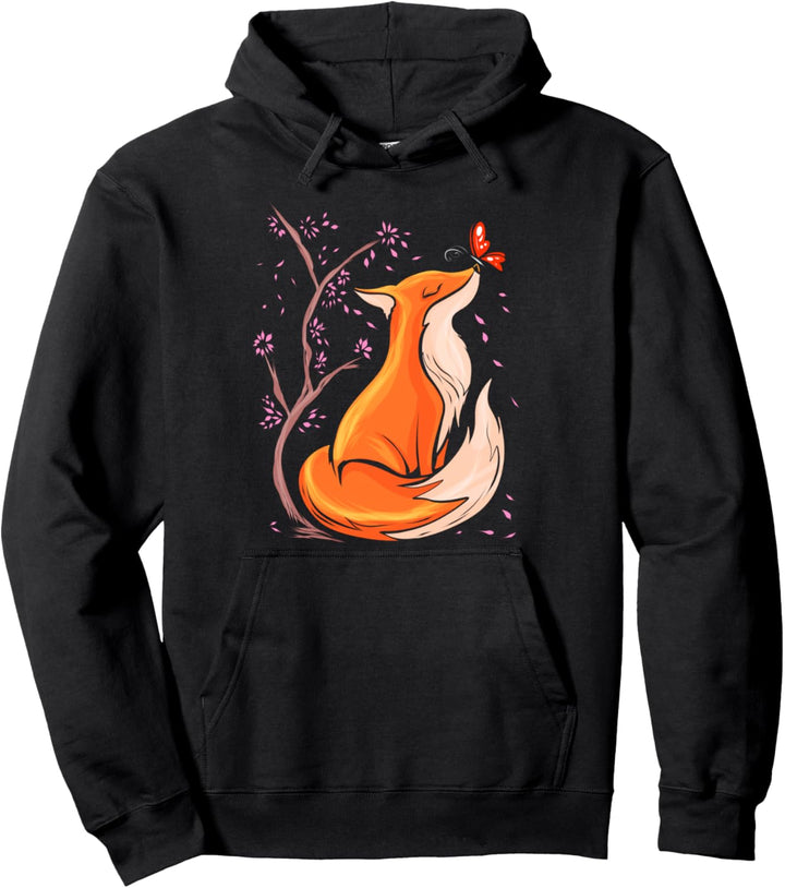 Süsser Fuchs mit Blumen Füchse Geschenk Natur Herbst Pullover Hoodie
