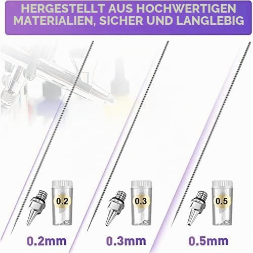 ABEST 24 Stück Airbrush Ersatzteile Set mit Düse, Nadel, Düsenkappe, Mini-Schlüssel, Kappenschutzhül