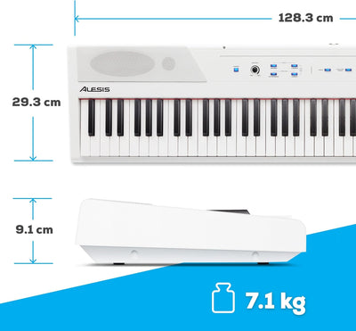 Alesis Recital White - 88-Tasten Einsteiger Digital Piano / E Keyboard mit halbgewichteten Tasten,ei
