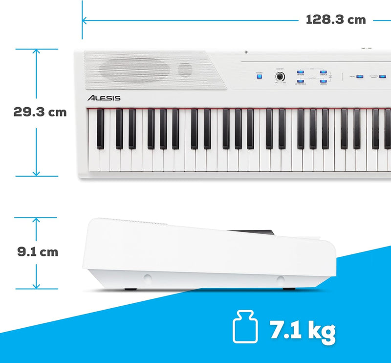 Alesis Recital White - 88-Tasten Einsteiger Digital Piano / E Keyboard mit halbgewichteten Tasten,ei