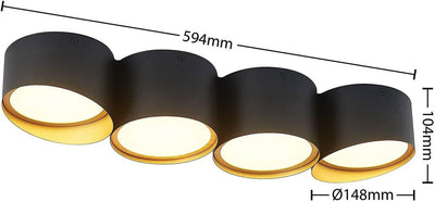 Lindby Deckenlampe 'Kianush' (Modern) in Schwarz aus Metall u.a. für Wohnzimmer & Esszimmer (4 flamm