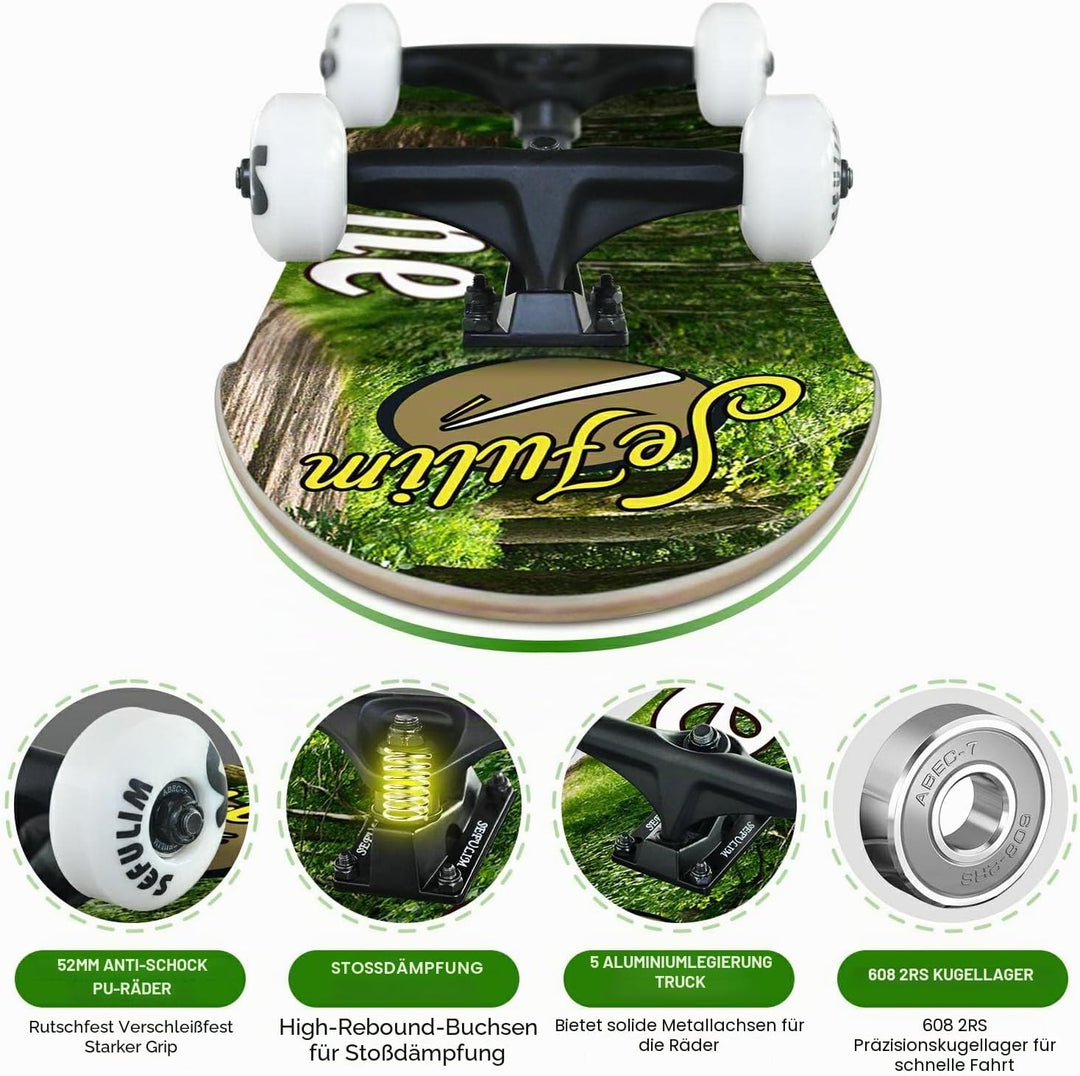 Sefulim Skateboard Adult Komplettboard 31 x 8 Zoll£¬ mit ABEC-7 Kugellager 7 Layer Ahorn f¨¹r Anf?ng