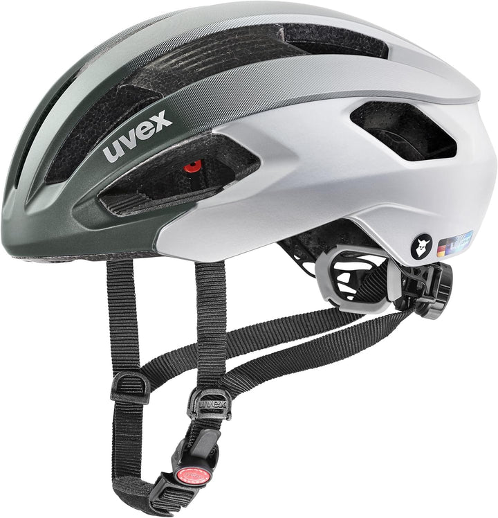 Uvex Rise CC Tocsen Rennrad Fahrrad Helm matt silberfarben/grün 2023 52-56 cm, 52-56 cm
