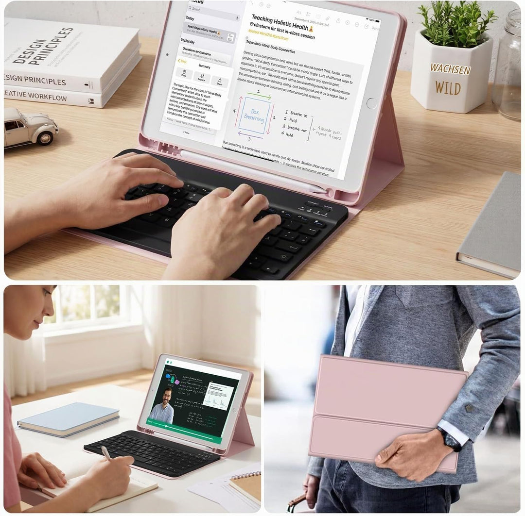 aoub Hülle mit Tastatur für iPad 9. Generation/iPad 8. Generation/iPad 7. Generation, Hülle mit Tast