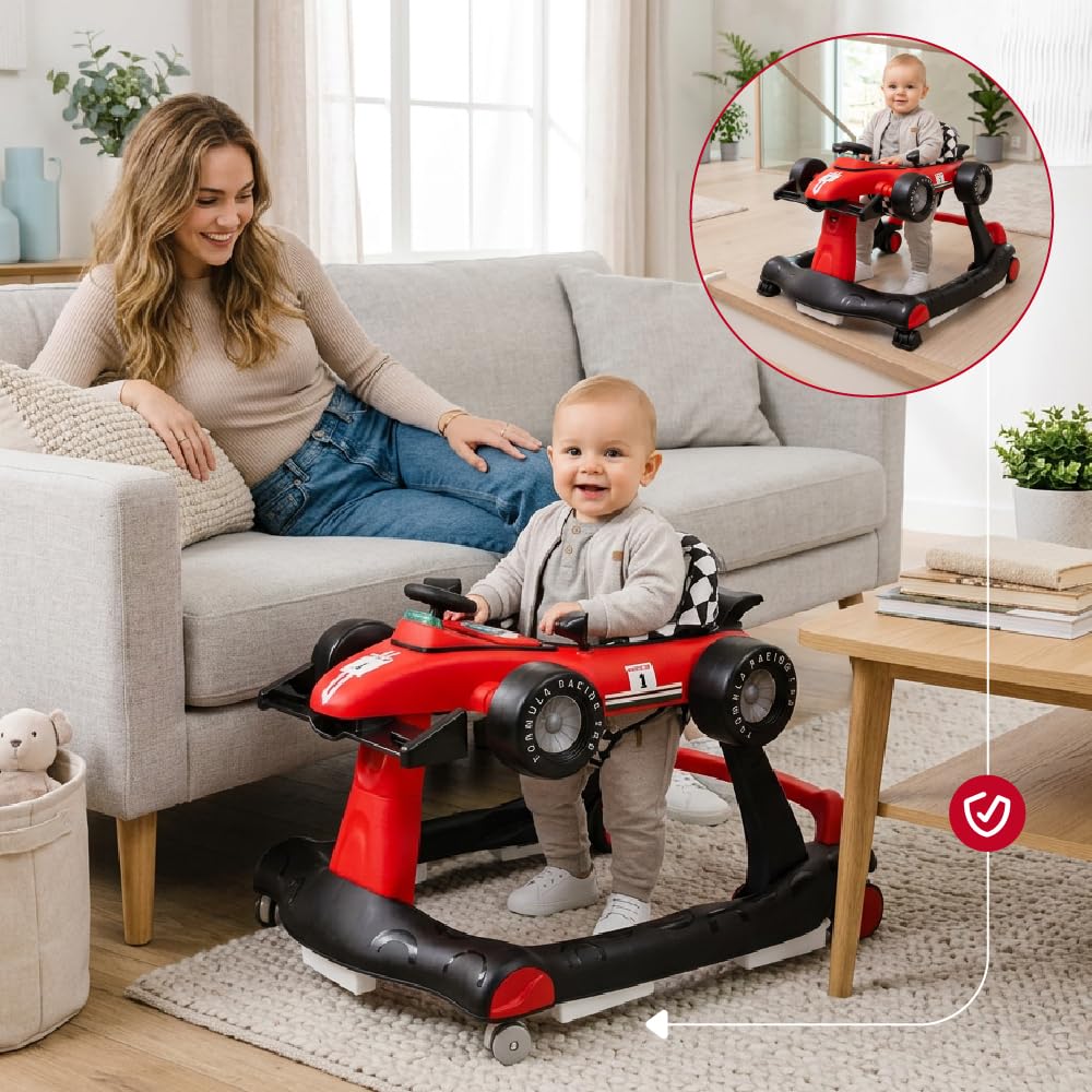 Sun Baby Lauflernhilfe Walker 3in1 mit höhenverstellbare Automotiv, Formula racing, interaktiv und f