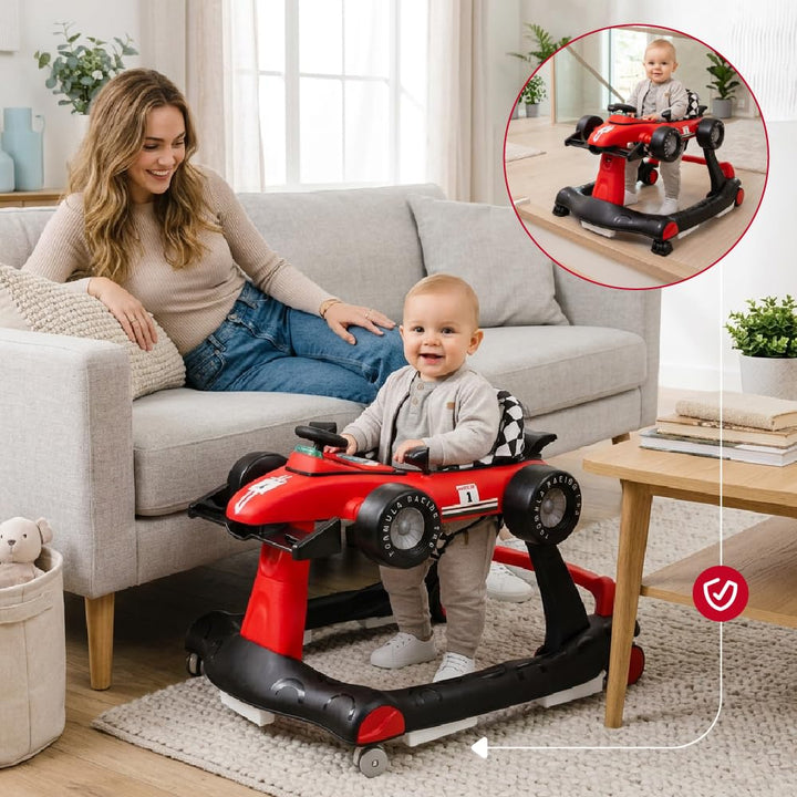 Sun Baby Lauflernhilfe Walker 3in1 mit höhenverstellbare Automotiv, Formula racing, interaktiv und f