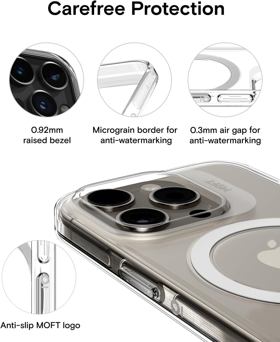MOFT Magnetisch Hülle für iPhone 15 mit MagSafe, Kompatibel mit MagSafe Wireless Zubehör, Vergilbung