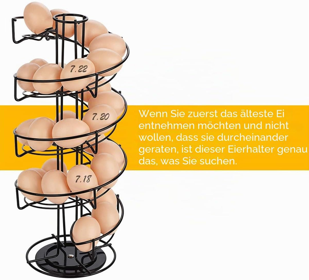 Toplife Eierspender, spiralförmiges Design, durchsichtig schwarz, Schwarz