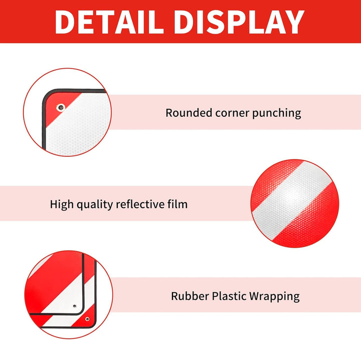 Reflektierendes Warnschild,Warntafel Fahrradträger 50 x 50 cm,Reflektierend Warnschild,2in1 rot Weis