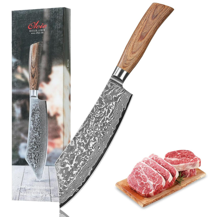 Wakoli EDIB Pro Premium BBQ- und Blockmesser mit 20 cm Klinge gefertigt aus 67 Lagen echtem Damastst