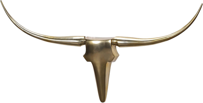 FineBuy Wanddekoration Geweih Bull L 125 cm Aluminium golden