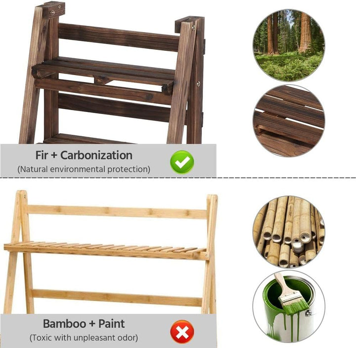Yaheetech Leiterregal für Blumentöpfe, Pflanzenständer Balkon, Blumentreppe 4-Ebenen Blumenständer P