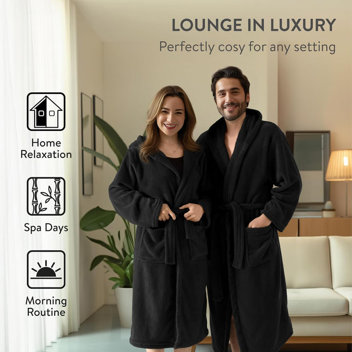 HOMELEVEL Bademantel Morgenmantel Unisex - kuschelweicher Reisebademantel Saunamantel - Mikrofaser M