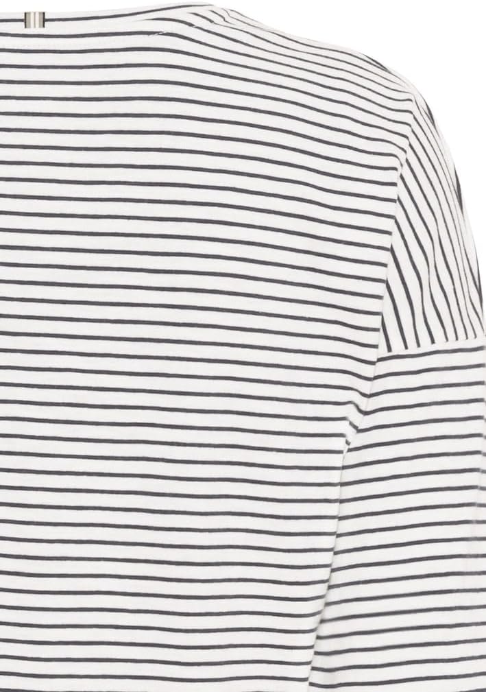 camel active Damen Langarmshirt aus 100% Organic Cotton XS Night Blue/Off White, XS Night Blue/Off W