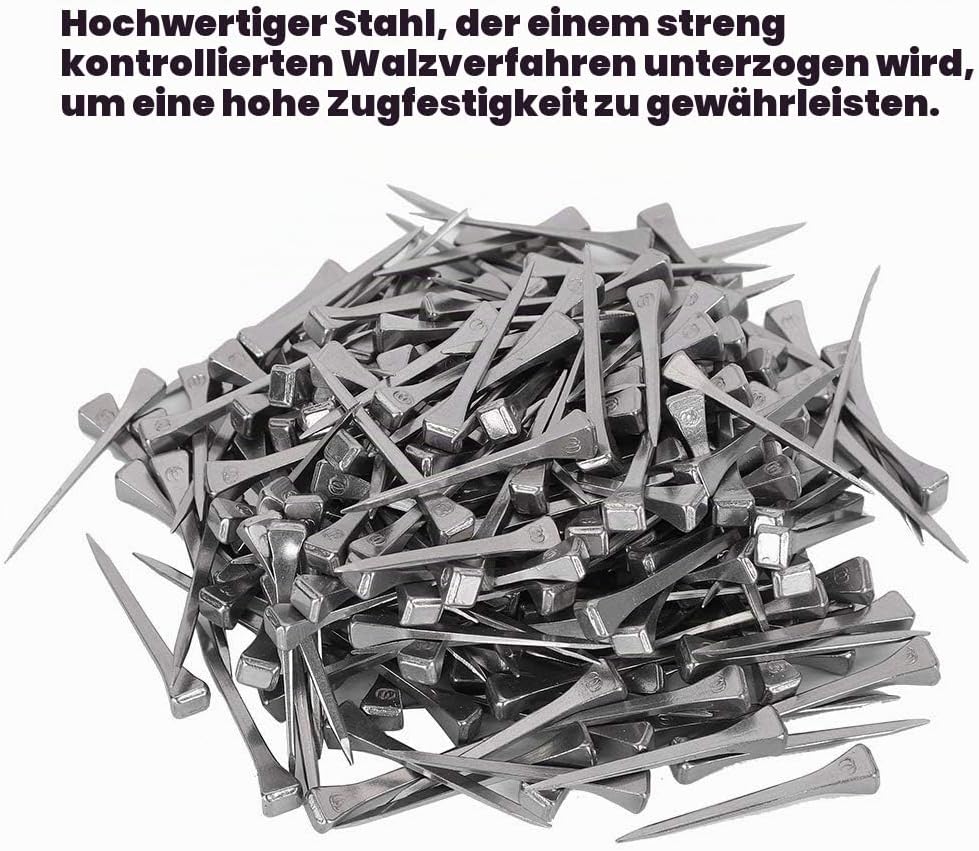 AMONIDA Hochwertiger Hufnagel aus Stahl, 250 Stück E4-Hufeisennagel, verschleissfestes Pferdewerkzeu