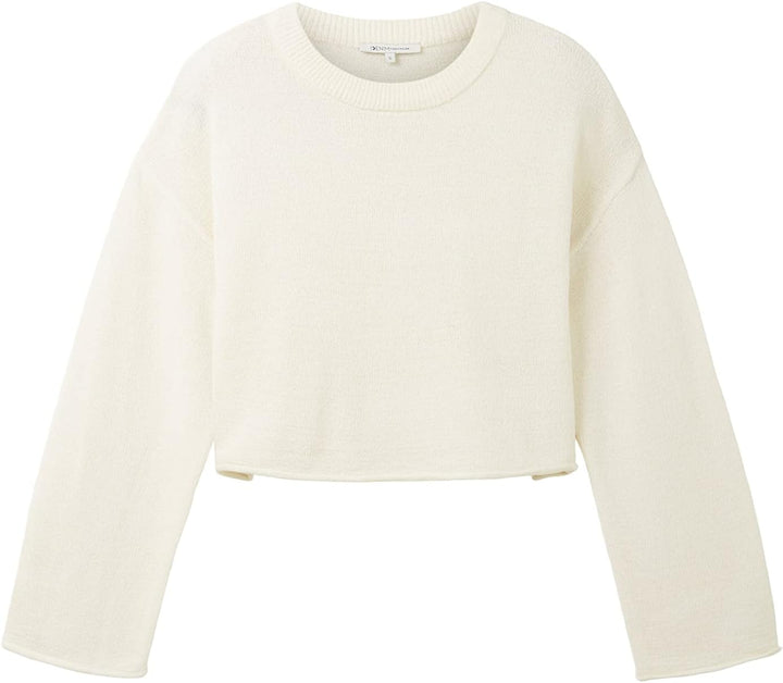TOM TAILOR Denim Damen Denim Basic Cropped Pullover XXL 10348 - Gardenia White, XXL 10348 - Gardenia