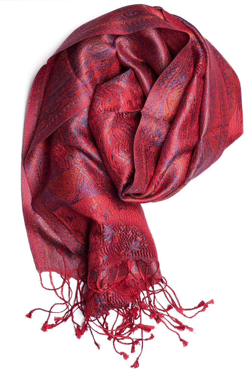 ufash Pashmina 100% Seidenschal aus Indien für Damen & Herren, Paisley Muster, 160 x 35 cm - Schal a