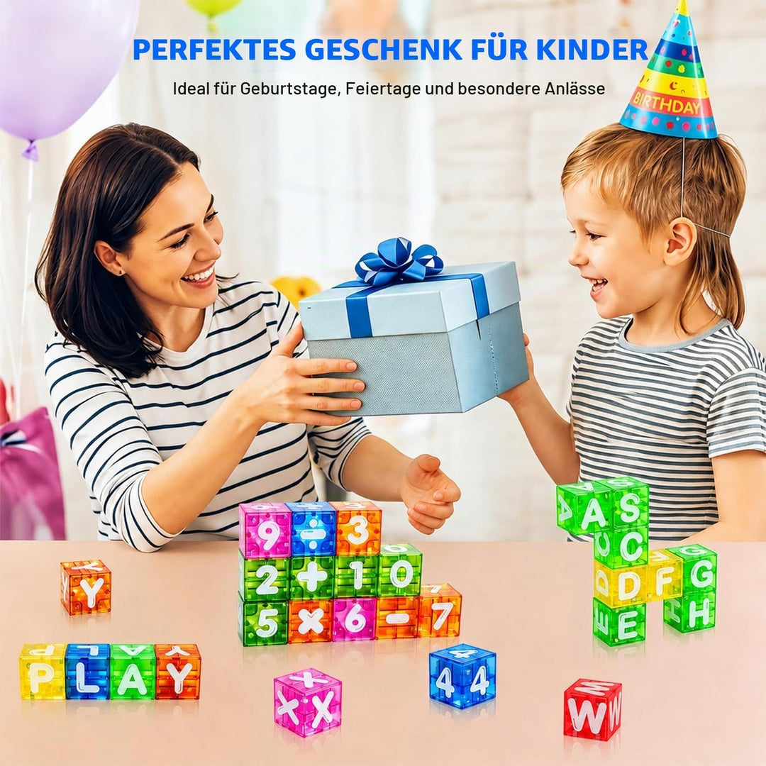 Mini Magnetische Bausteine 40PCS Magnetbausteine Reiseset mit Metallbox für Kinder, Magnetic Buildin