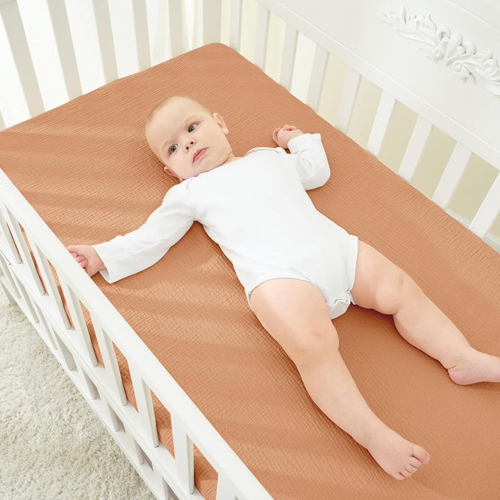 Bearmoss 2er Set Kinder Spannbettlaken,Musselin-Bettlaken 100% Baumwolle Baby-Bettlaken 60x120cm/140