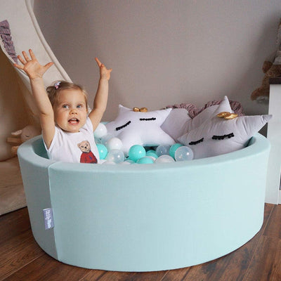 KiddyMoon Bällebad 90X30cm/300 Bälle ∅ 7Cm Bällepool Mit Bunten Bällen Für Babys Kinder Rund, Hellgr