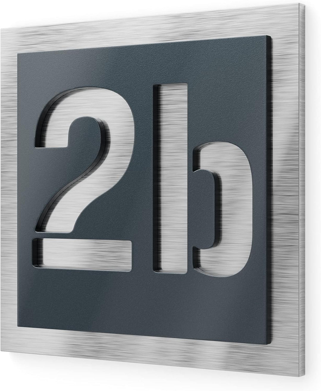 Graviers Design Hausnummer aus V2A Edelstahl 230x230mm - Anthrazit RAL 7016 - Wetterfest Rostfrei In