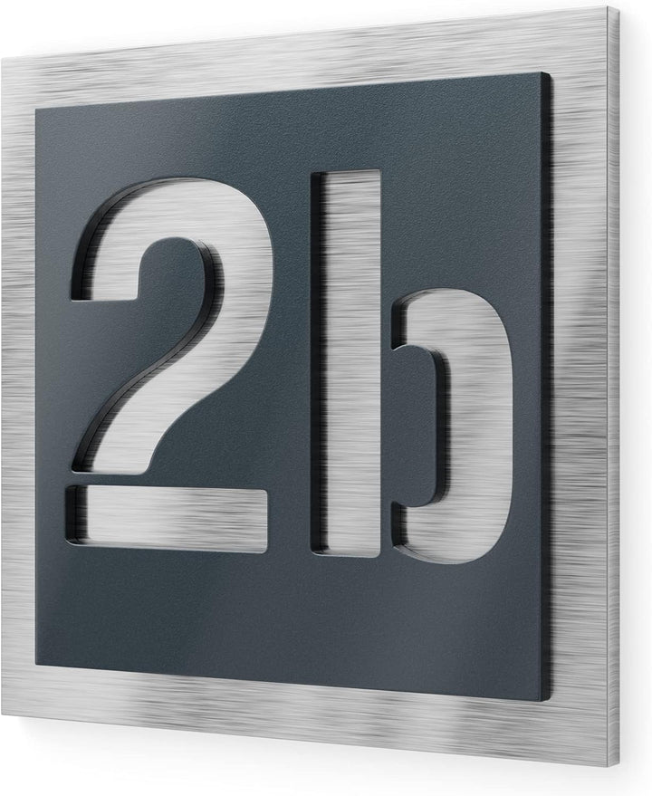 Graviers Design Hausnummer aus V2A Edelstahl 230x230mm - Anthrazit RAL 7016 - Wetterfest Rostfrei In