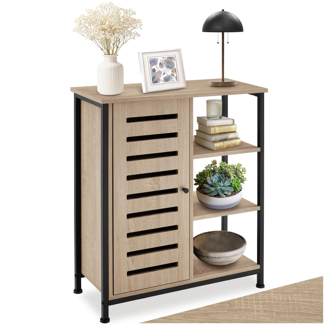 tectake Sideboard mit 3 Fächern und Schrankfach, 71 x 32 x 82 cm, Industrie-Design, Holz Kommode für