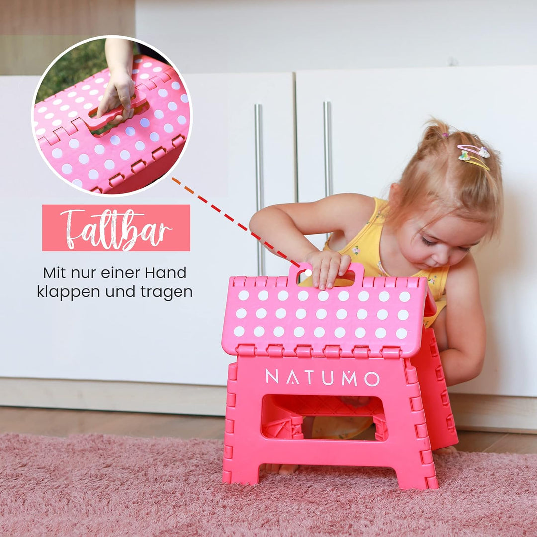 NATUMO® Tritthocker Kinder, Klapphocker faltbar, Leichter und Rutschfester Kinder Hocker Bad & Toile