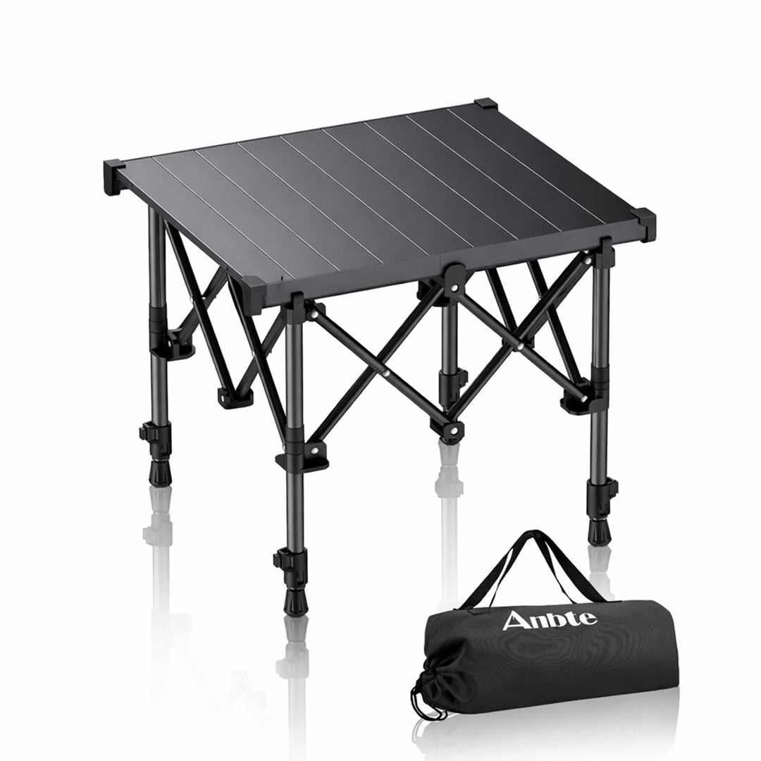 Anbte Campingtisch Klapptisch 50x41cm(LxB) Aluminium Aufrollbare Tischplatte mit 2 Höhen 44/70cm X-F