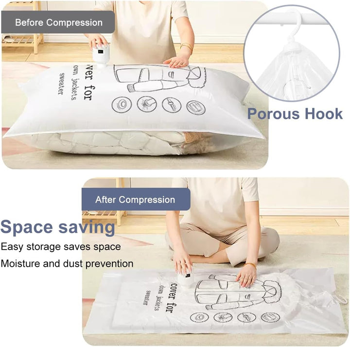 VicBou Vakuumbeutel für Kleidung 5 Stück, Hängende Vakuumierbeutel Kleidung (110x70cm), Vacuum Bags