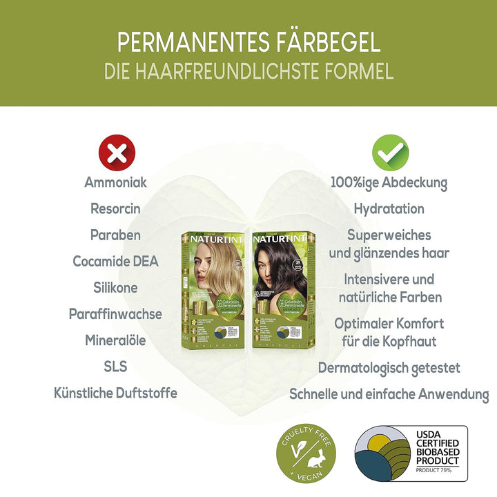 Naturtint | Haarfarbe Oohne Ammoniak | 6.45 Dunkel Bernstein Blond | Hoher Anteil an natürlichen Inh