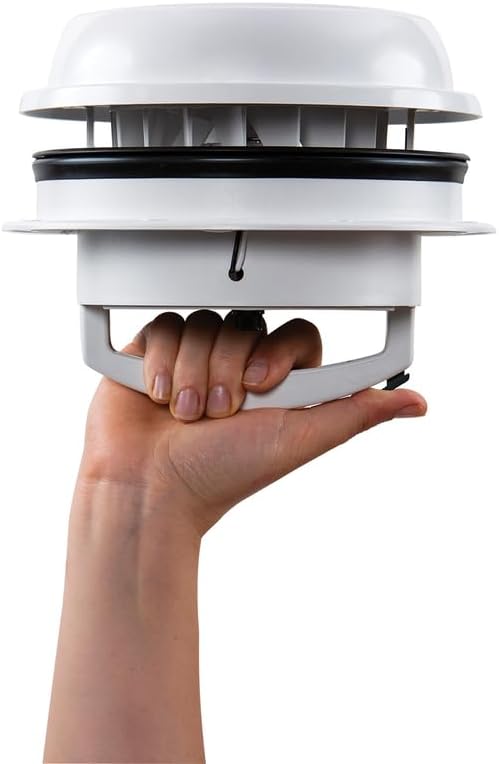 MAXXAIR Pilzdachlüfter Maxxfan Dome Plus, 15cm, mit LED-Beleuchtung, Weiss, Manuell, für Dach- oder