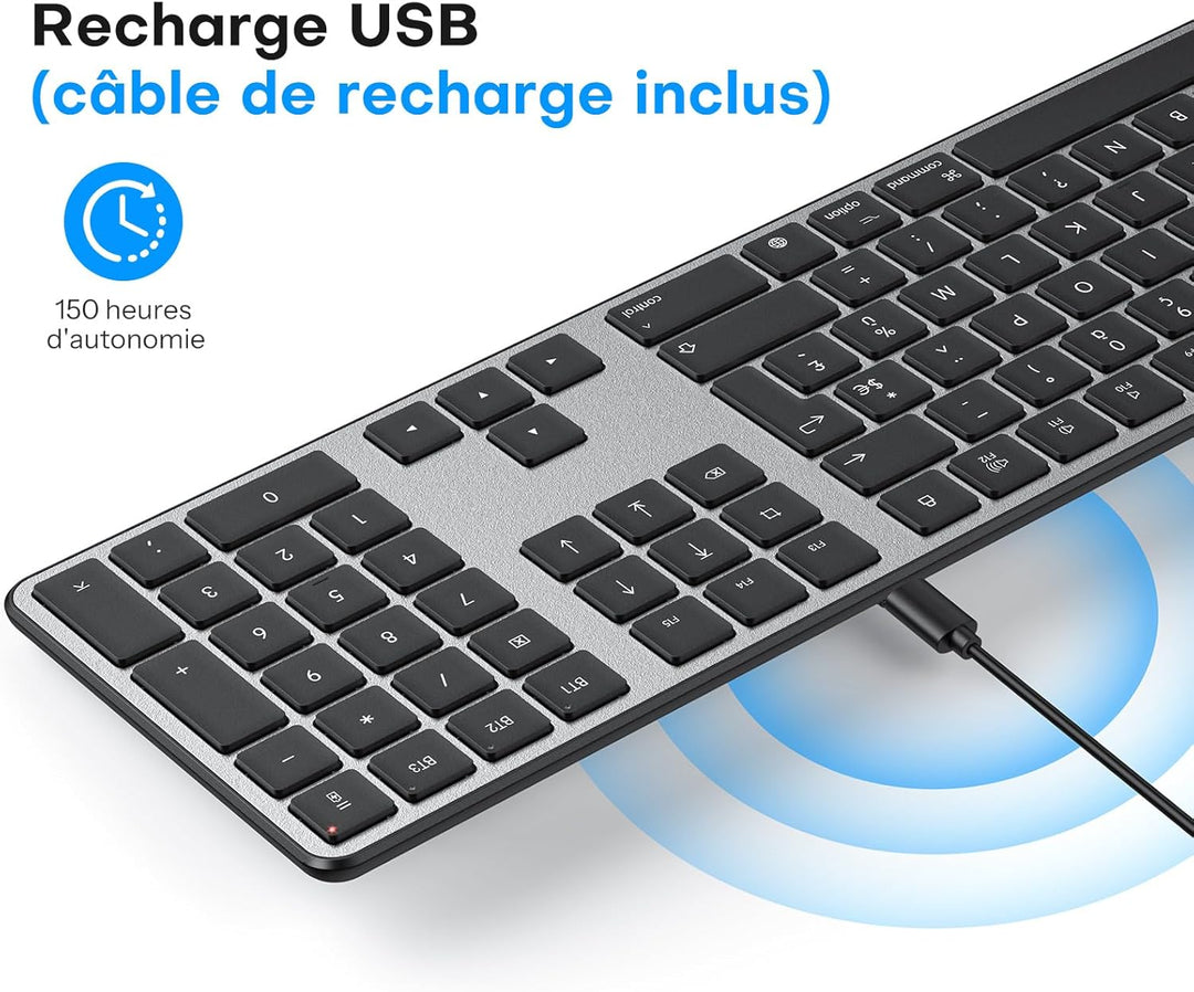 OMOTON Kabellose Bluetooth-Tastatur und Maus für Mac, Tastatur und Maus, wiederaufladbar mit 3 Bluet