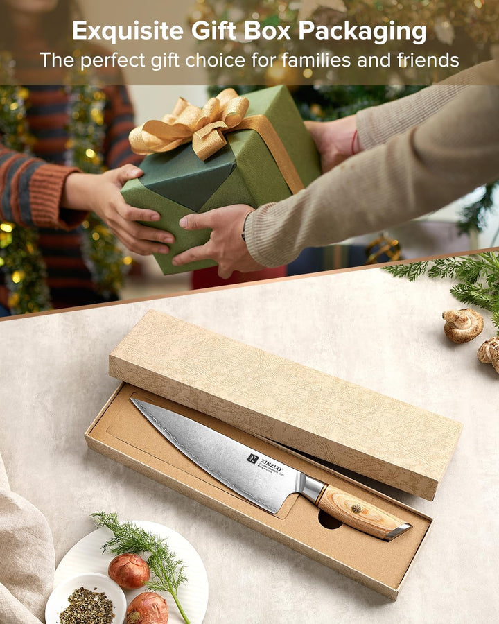 XINZUO 21.2cm Kochmesser Verbundstahl 10Cr15CoMoV, Profi Chefmesser Edelstahl Küchenmesser 3 Schicht