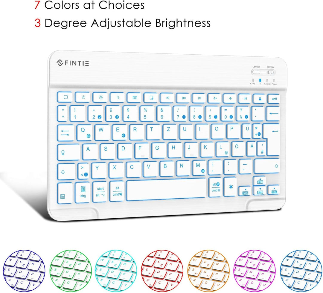 Fintie Tastatur Hülle für iPad 10. Generation 2022 (10.9 Zoll), Keyboard Case mit 7-farbig Beleuchte