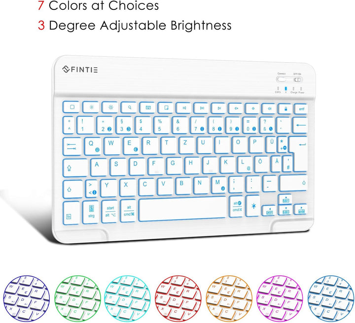 Fintie Tastatur Hülle für iPad 10. Generation 2022 (10.9 Zoll), Keyboard Case mit 7-farbig Beleuchte